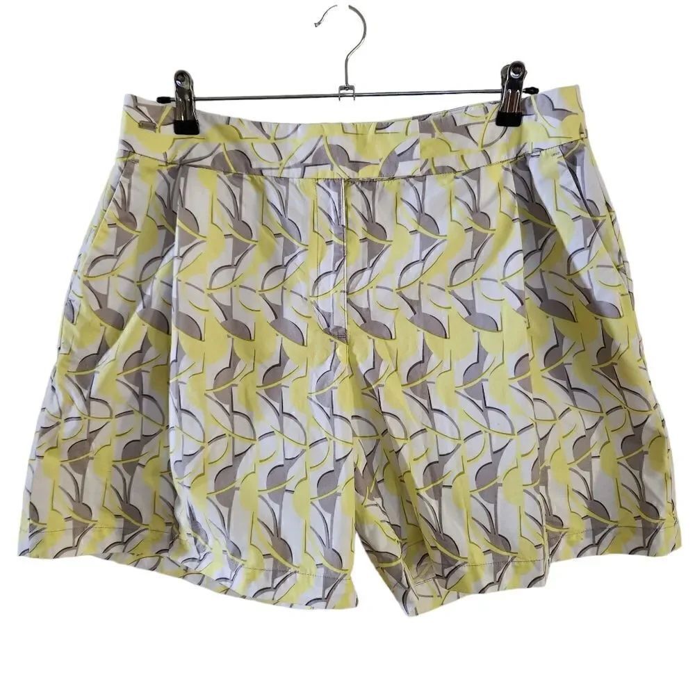 Lizgolf Audra Pleated Front Side Pocket Patterned Shorts Size 14